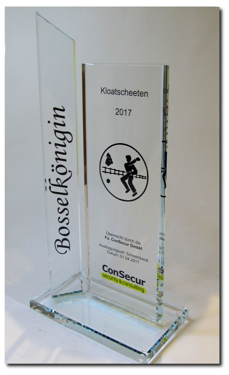 Glastrophäe mit UV-Druck Glastrophäe mit UV-Druck