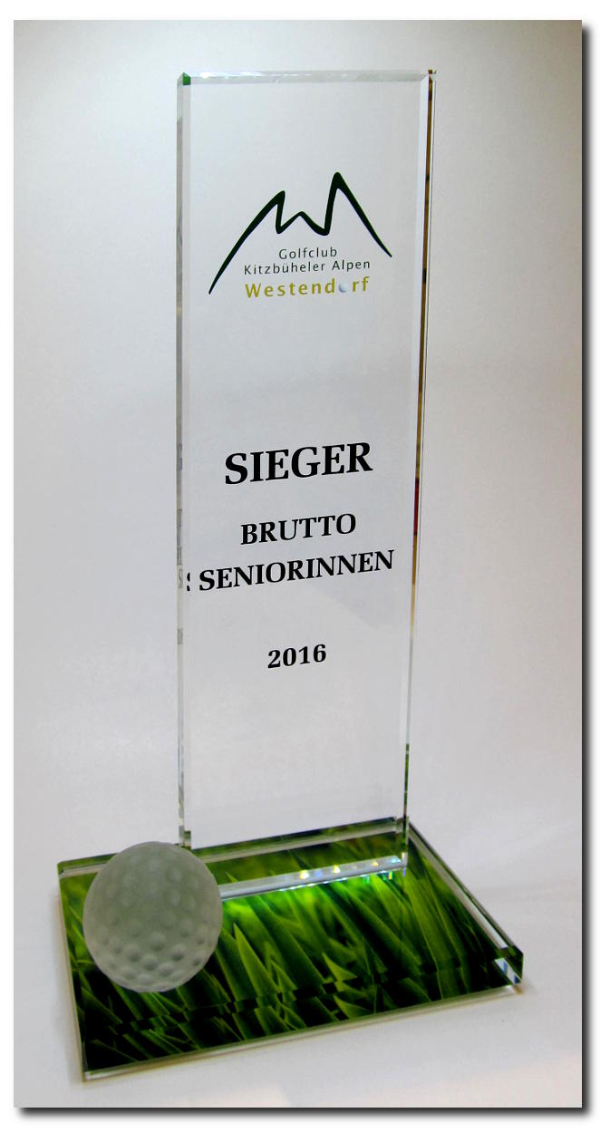 Glastrophäe mit UV-Druck Glastrophäe mit UV-Druck