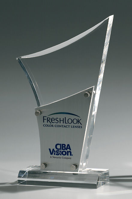 Glaspokale mit Gravur, Glastroph&auml;en, Glasawards, 3D Foto Glasgravur, Pokale:  Acryltroph�e Metall-Drive