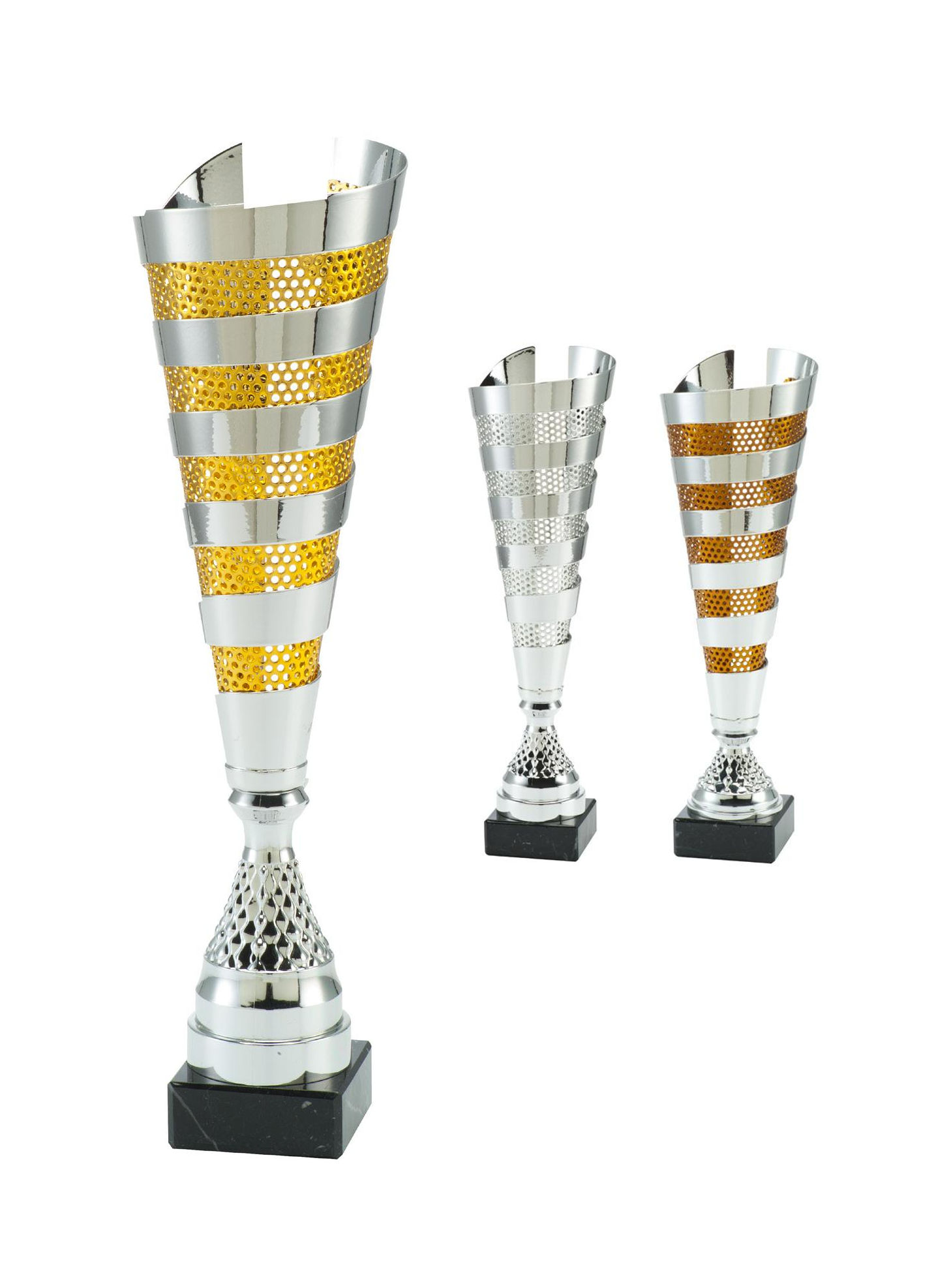 Glaspokale mit Gravur, Glastroph&auml;en, Glasawards, 3D Foto Glasgravur, Pokale:  moderner Pokal Tricolore-hoch