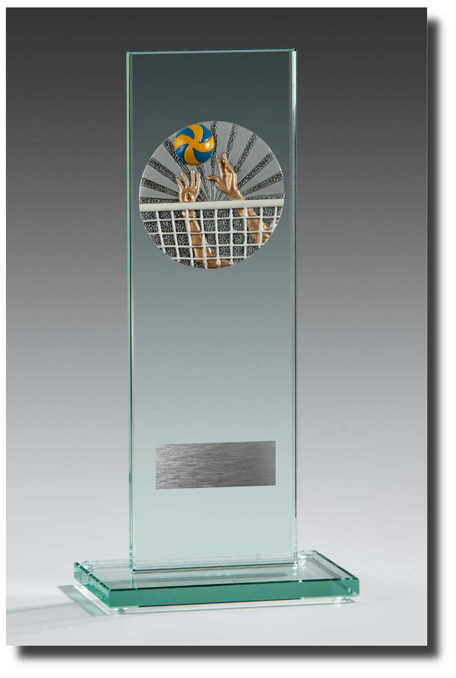 Glastroph�e Rechteck-green-Volleyball