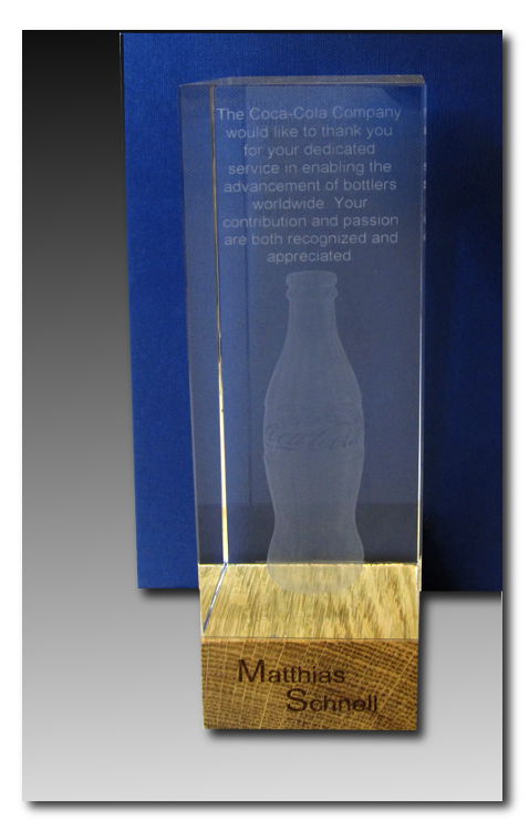 Glaspokale mit Gravur, Glastroph&auml;en, Glasawards, 3D Foto Glasgravur, Pokale:  3D Sonderanfertigung