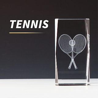 Glaspokale mit Gravur, Glastroph&auml;en, Glasawards, 3D Foto Glasgravur, Pokale:  3D-Tennistroph�e