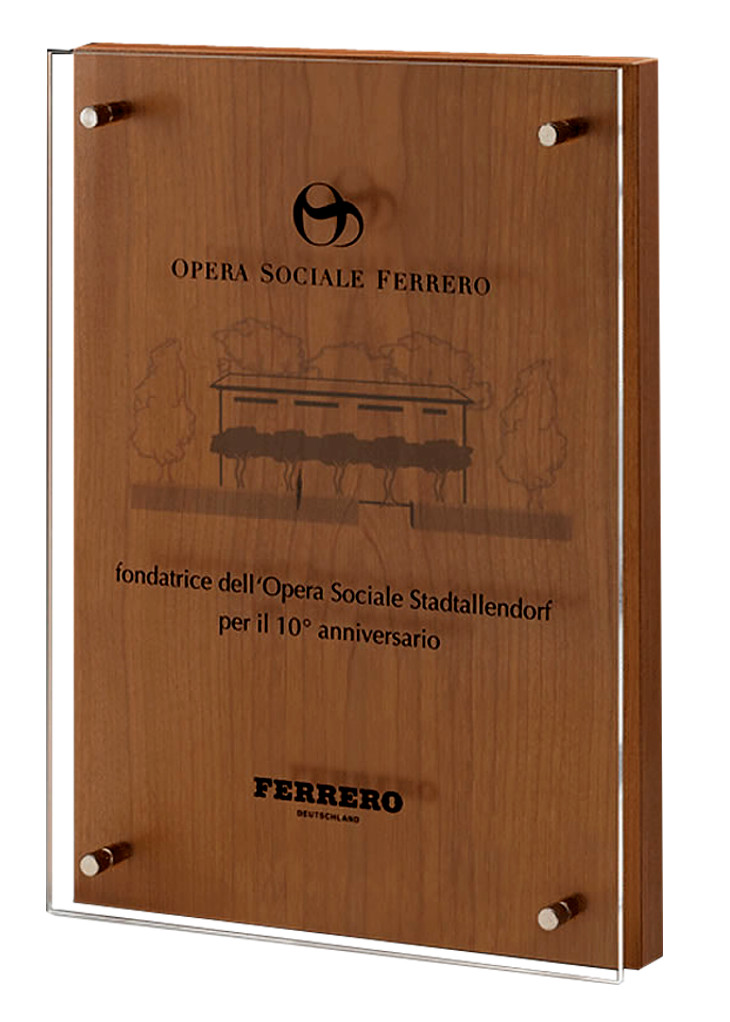 Glaspokale mit Gravur, Glastroph&auml;en, Glasawards, 3D Foto Glasgravur, Pokale:  Acrylaward Wooden-Plate