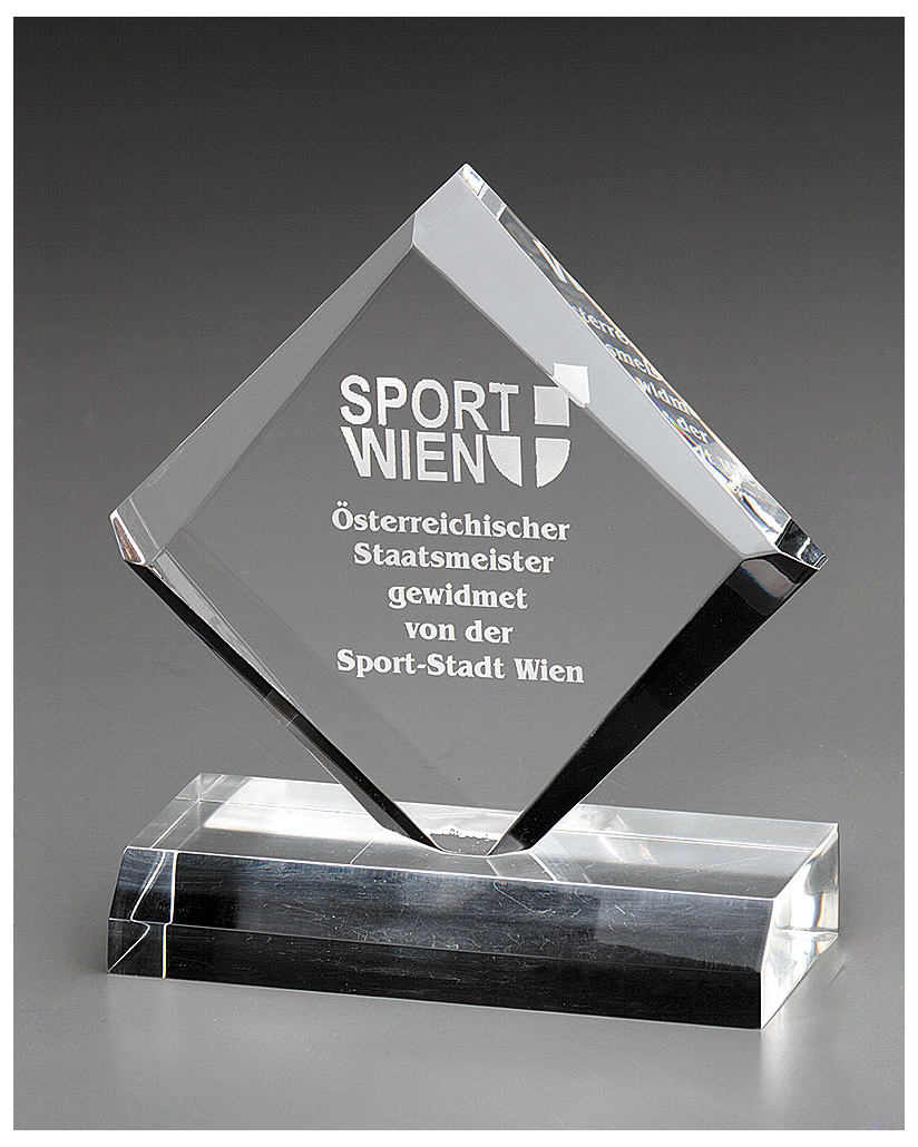 Glaspokale mit Gravur, Glastroph&auml;en, Glasawards, 3D Foto Glasgravur, Pokale:  Acryltroph�e Diamond-Award