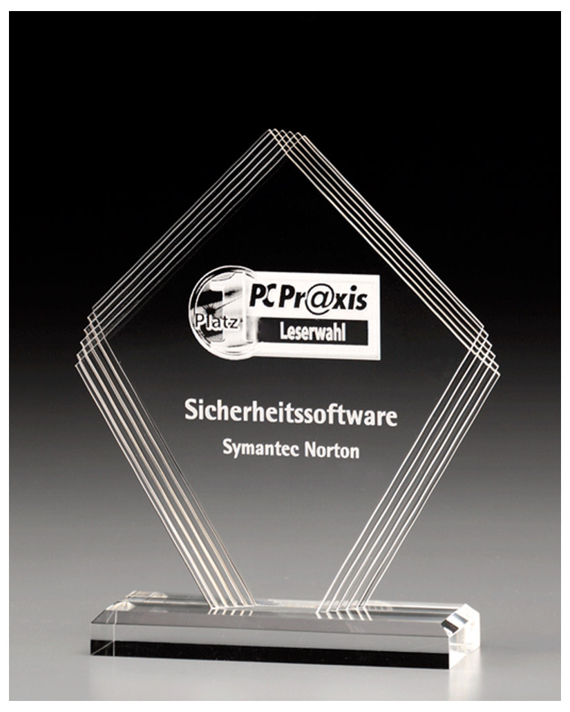 Glaspokale mit Gravur, Glastroph&auml;en, Glasawards, 3D Foto Glasgravur, Pokale:  Acryltroph�e Diamond-Shape