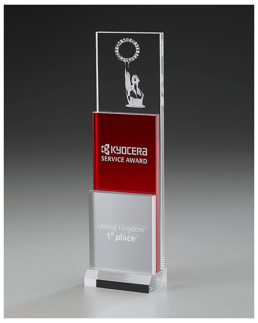 Glaspokale mit Gravur, Glastroph&auml;en, Glasawards, 3D Foto Glasgravur, Pokale:  Acrylglaspokal Fire-Step-Award