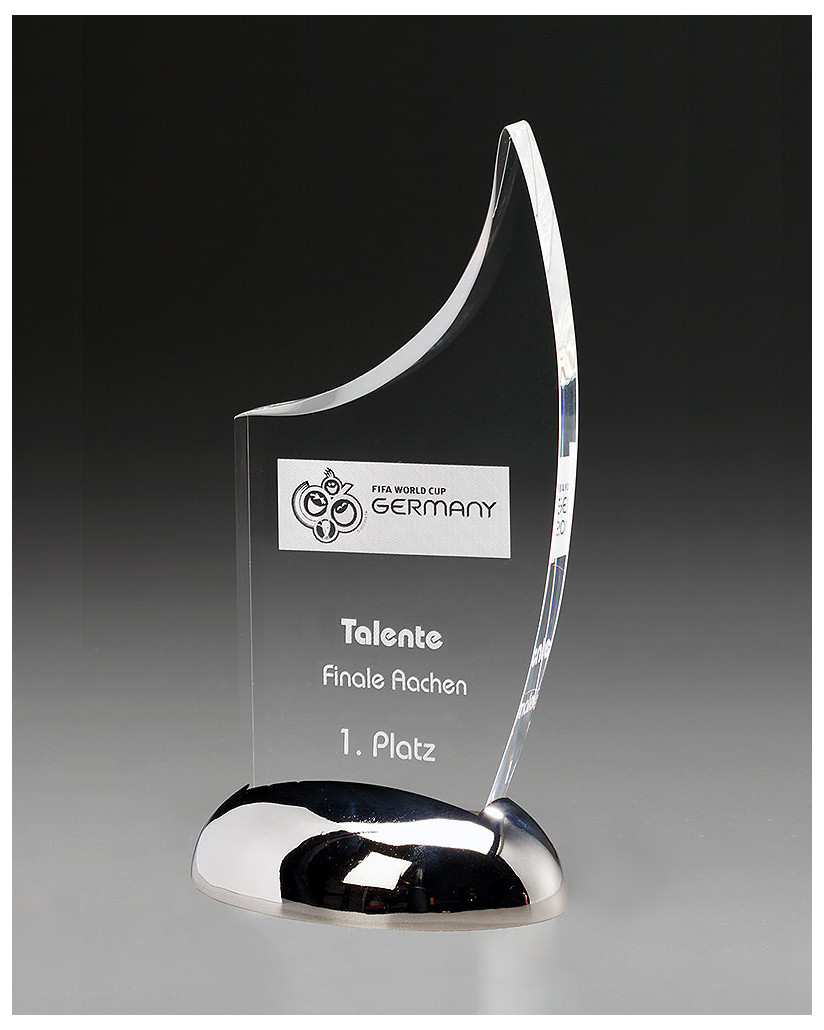 Glaspokale mit Gravur, Glastroph&auml;en, Glasawards, 3D Foto Glasgravur, Pokale:  Acryltroph�e Metal-Sail-Award