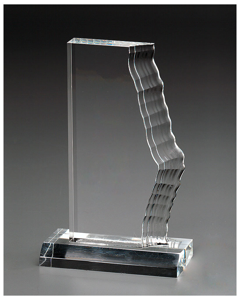 Glaspokale mit Gravur, Glastroph&auml;en, Glasawards, 3D Foto Glasgravur, Pokale:  Wave Acrylaward