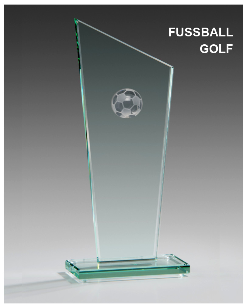 Glaspokale mit Gravur, Glastroph&auml;en, Glasawards, 3D Foto Glasgravur, Pokale:  Glastroph�e Success-Fu�ball