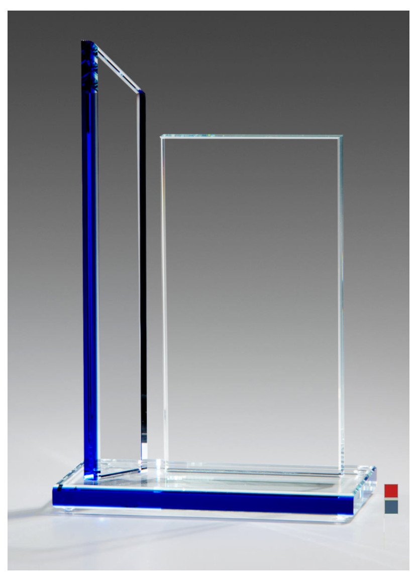 Glaspokale mit Gravur, Glastroph&auml;en, Glasawards, 3D Foto Glasgravur, Pokale:  Glastroph�e Tower-farbkanten