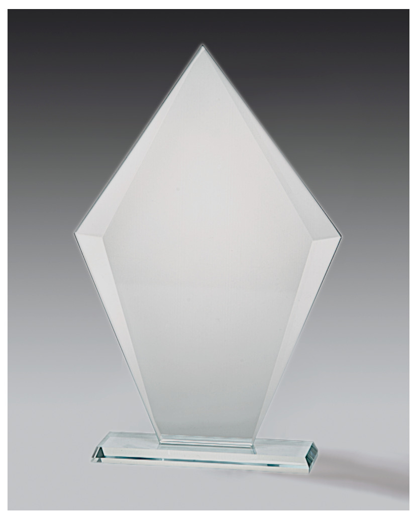 Glaspokale mit Gravur, Glastroph&auml;en, Glasawards, 3D Foto Glasgravur, Pokale:  Glastroph�e Raute