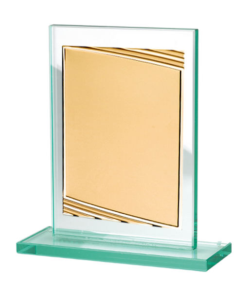 Glaspokale mit Gravur, Glastroph&auml;en, Glasawards, 3D Foto Glasgravur, Pokale:  Ehrenplatte Gold