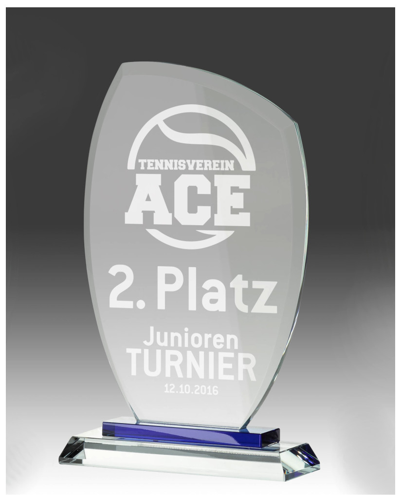 Glaspokale mit Gravur, Glastroph&auml;en, Glasawards, 3D Foto Glasgravur, Pokale:  Glasaward Ariel