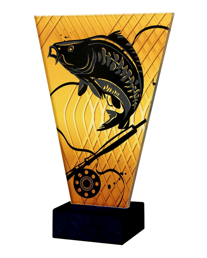 Glaspokale mit Gravur, Glastroph&auml;en, Glasawards, 3D Foto Glasgravur, Pokale:  Glaspokal Karpfen