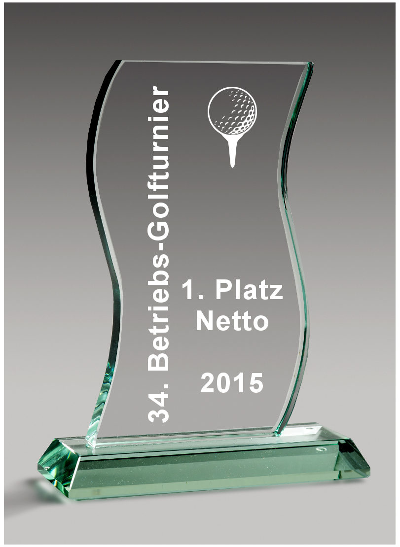 Glaspokale mit Gravur, Glastroph&auml;en, Glasawards, 3D Foto Glasgravur, Pokale:  Glaspokal Schwung