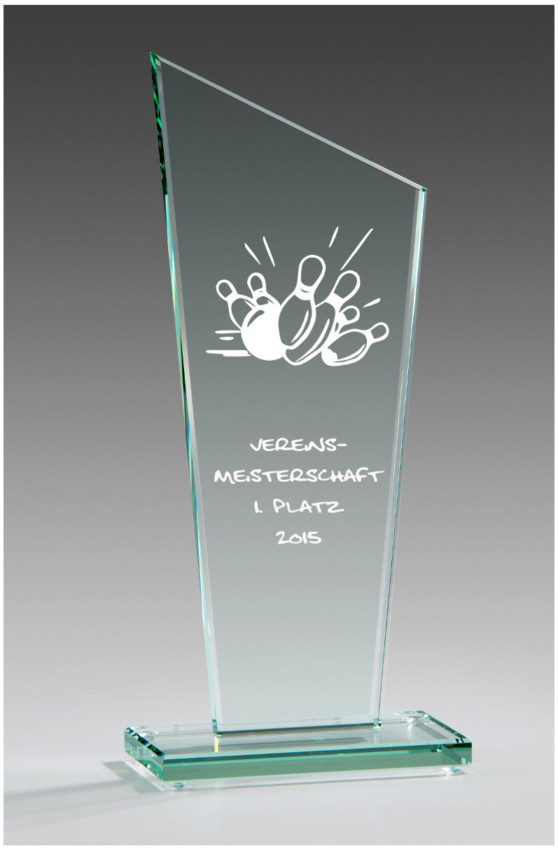 Glaspokale mit Gravur, Glastroph&auml;en, Glasawards, 3D Foto Glasgravur, Pokale:  Glastroph�e Success-green