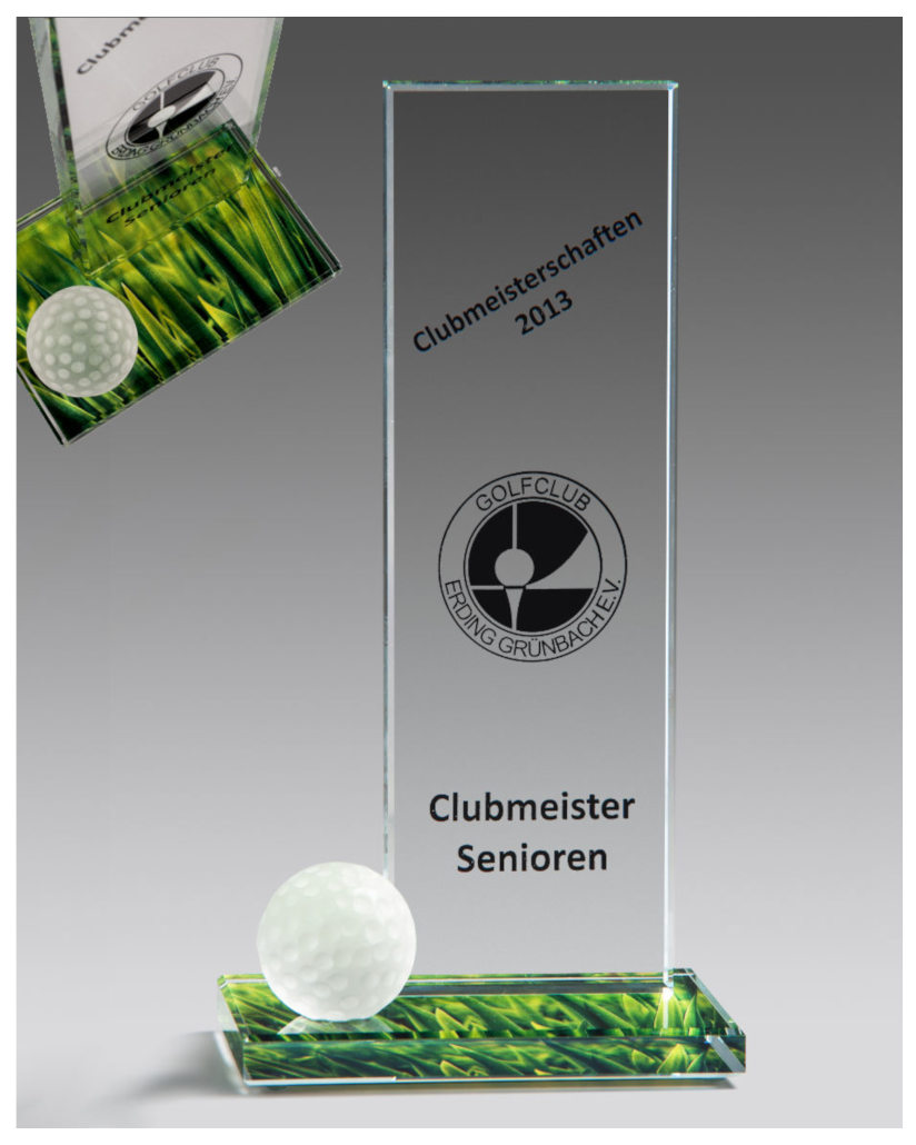 Glaspokale mit Gravur, Glastroph&auml;en, Glasawards, 3D Foto Glasgravur, Pokale:  Glastroph�e Golfaward-16