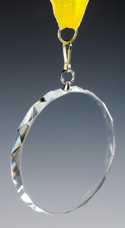 Glaspokale mit Gravur, Glastroph&auml;en, Glasawards, 3D Foto Glasgravur, Pokale:  Glasmedaille MG4