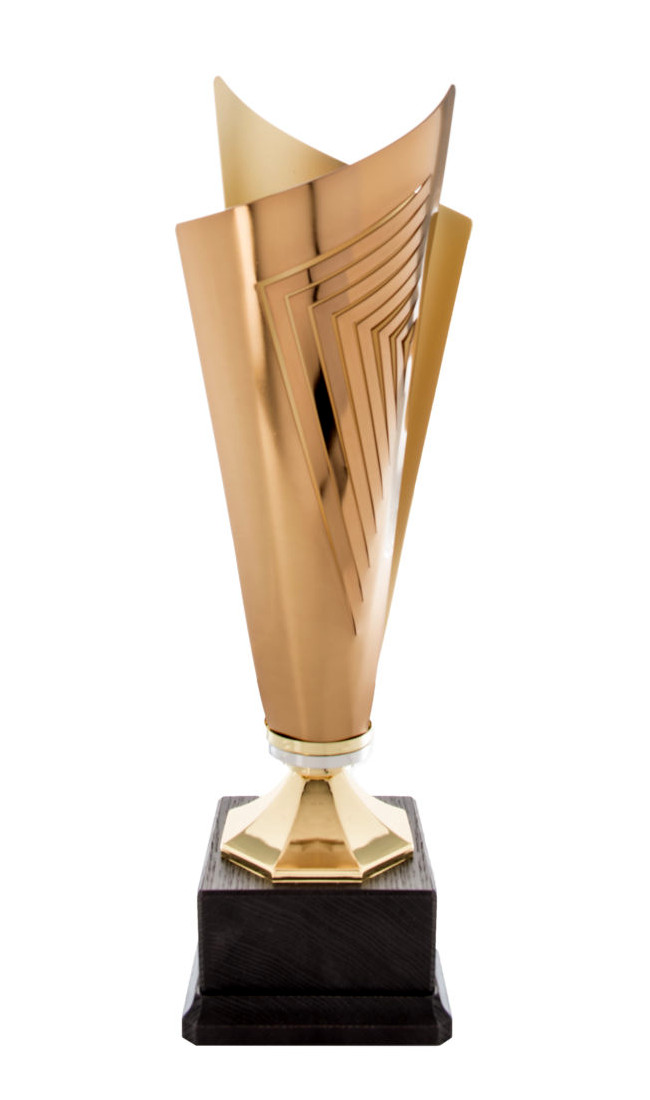 Glaspokale mit Gravur, Glastroph&auml;en, Glasawards, 3D Foto Glasgravur, Pokale:  moderner Pokal - Golden Twister