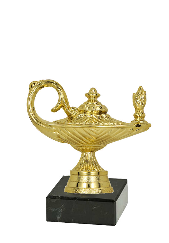 Glaspokale mit Gravur, Glastroph&auml;en, Glasawards, 3D Foto Glasgravur, Pokale:  Troph&aum;e Wunderlampe