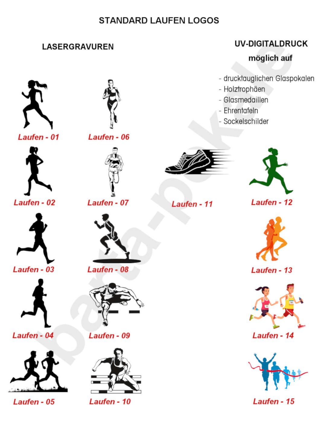 Glaspokale mit Gravur, Glastroph&auml;en, Glasawards, 3D Foto Glasgravur, Pokale:  Logos Laufsport