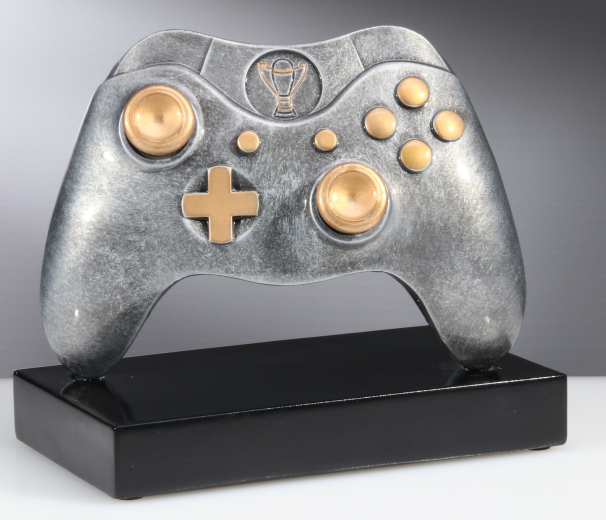 Glaspokale mit Gravur, Glastroph&auml;en, Glasawards, 3D Foto Glasgravur, Pokale:  X-Box-Controller
